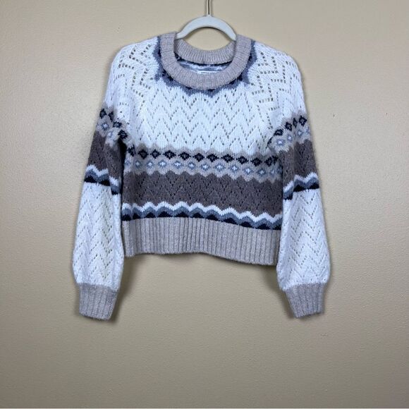 NWT American Eagle Sweater Oversized Cream Brown Knit Size XS - Picture 1 of 5